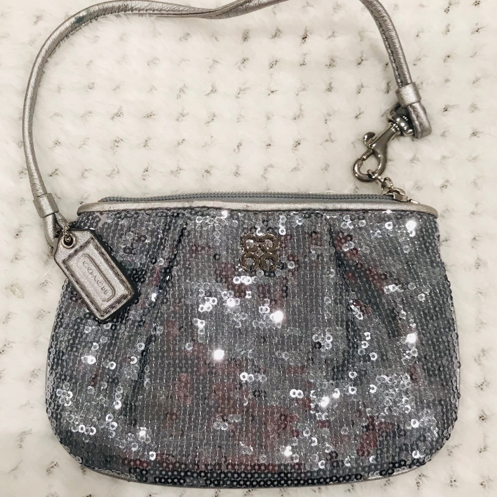 Silver Coach Small Wristlet